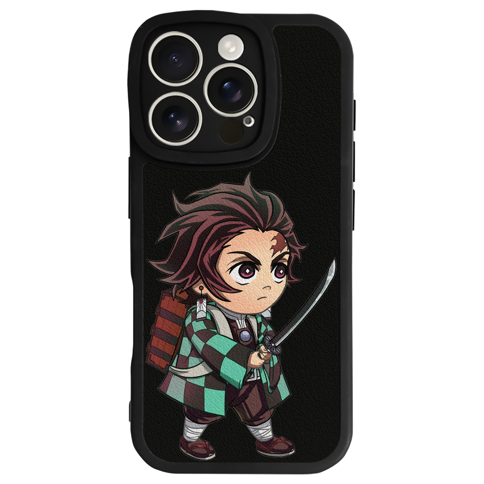 （画像用） 鬼滅の刃 竈門 炭治郎／かまど たんじろう Kamado Tanjirou 【iPhone 16シリーズ対応】シリコンスマホケース（レザー調） 材質：シリコン